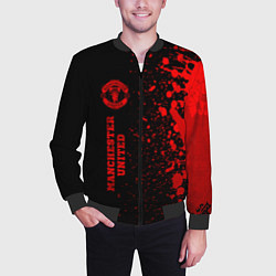 Бомбер мужской Manchester United - red gradient по-вертикали, цвет: 3D-черный — фото 2