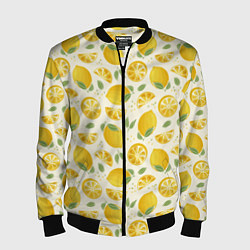 Бомбер мужской Сочные лимоны - паттерн, цвет: 3D-черный
