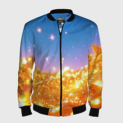 Мужской бомбер Золотые шарики на голубом фоне