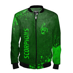 Мужской бомбер Scorpions - green gradient вертикально
