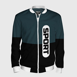 Бомбер мужской Sport чёрно-синий с белым, цвет: 3D-белый
