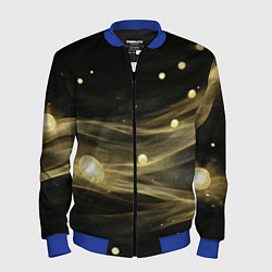 Бомбер мужской Золотистый свет на черной текстуре, цвет: 3D-синий