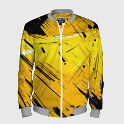 Мужской бомбер Желтая краска на черном фоне