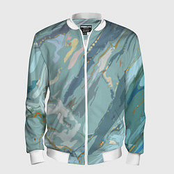 Бомбер мужской Холодный голубой абстракция, цвет: 3D-белый