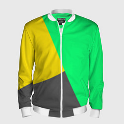 Бомбер мужской Жёлто-серо-зелёный трёхцветный, цвет: 3D-белый
