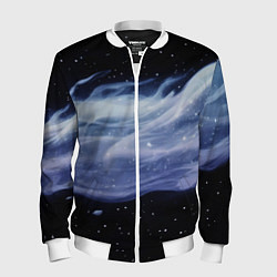 Бомбер мужской Синяя волна в космосе - текстура, цвет: 3D-белый