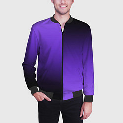 Бомбер мужской Чёрно-сиреневый градиент пополам, цвет: 3D-черный — фото 2