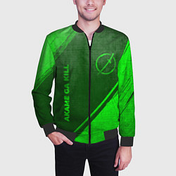 Бомбер мужской Akame ga Kill - green gradient вертикально, цвет: 3D-черный — фото 2