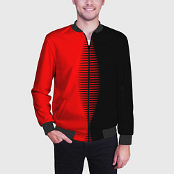 Бомбер мужской Чёрно-красный пополам с переходом, цвет: 3D-черный — фото 2