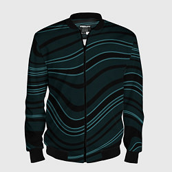 Мужской бомбер Тёмный синий волнистые полосы