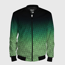 Мужской бомбер Чёрно-зелёный градиент с узором