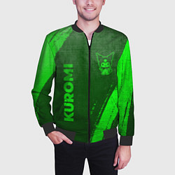 Бомбер мужской Kuromi - green gradient вертикально, цвет: 3D-черный — фото 2
