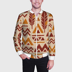 Бомбер мужской Паттерн с индийскими мотивами, цвет: 3D-белый — фото 2