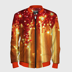 Мужской бомбер Красно-золотая волнистая текстура