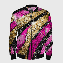Мужской бомбер Розовые и золотые полосы - текстура