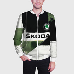 Бомбер мужской Skoda логотип, цвет: 3D-белый — фото 2
