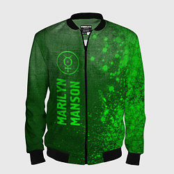 Мужской бомбер Marilyn Manson - green gradient по-вертикали