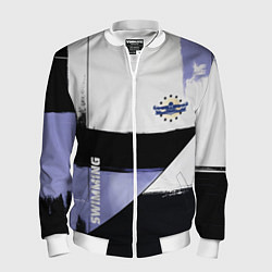 Бомбер мужской Плавание спортивное, цвет: 3D-белый