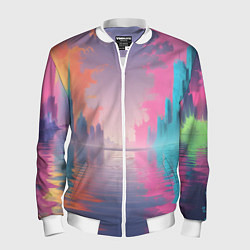 Мужской бомбер Город в розовом тумане