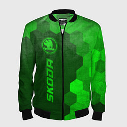 Мужской бомбер Skoda - green gradient по-вертикали