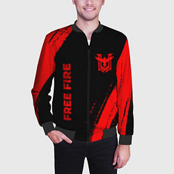Бомбер мужской Free Fire - red gradient вертикально, цвет: 3D-черный — фото 2
