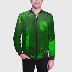 Бомбер мужской Porsche - green gradient вертикально, цвет: 3D-черный — фото 2