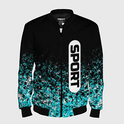 Мужской бомбер Sport чёрно-голубой пятнистый