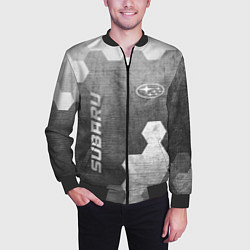 Бомбер мужской Subaru - grey gradient вертикально, цвет: 3D-черный — фото 2
