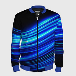 Мужской бомбер Синие неоновые линии краски