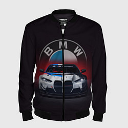 Бомбер мужской BMW на красном фоне, цвет: 3D-черный