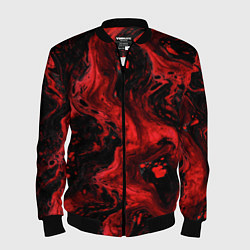 Мужской бомбер Красно-черные разводы краски - абстрактный узор