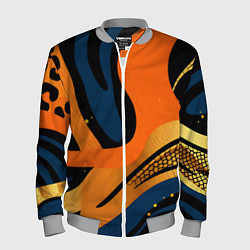 Мужской бомбер Леопардовый с синим и оранжевым