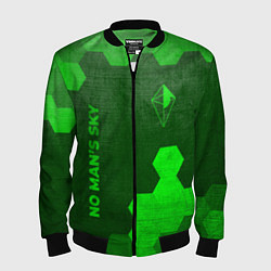 Бомбер мужской No Mans Sky - green gradient вертикально, цвет: 3D-черный