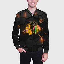 Бомбер мужской Чикаго Блэкхокс - плиты с подсветкой, цвет: 3D-черный — фото 2