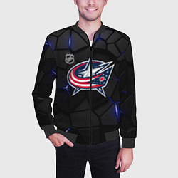 Бомбер мужской Коламбус Блю Джекетс - НХЛ хоккей, цвет: 3D-черный — фото 2