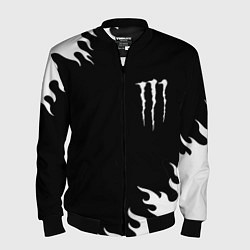 Бомбер мужской Monster energy белый огонь, цвет: 3D-черный