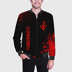 Бомбер мужской Powerwolf - red gradient вертикально, цвет: 3D-черный — фото 2