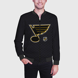 Бомбер мужской Сент Луис Блюз - черные треугольники, цвет: 3D-черный — фото 2