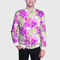 Бомбер мужской Palm tree pink, цвет: 3D-белый — фото 2