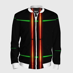 Бомбер мужской Neon green black red line, цвет: 3D-белый