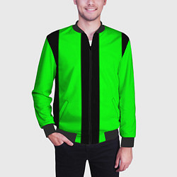 Бомбер мужской Color green black line, цвет: 3D-черный — фото 2