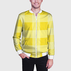 Бомбер мужской Солнечный желтый тартан, цвет: 3D-белый — фото 2