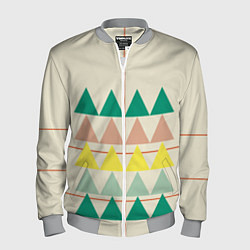 Мужской бомбер Абстрактный лес пирамидки с однотоном