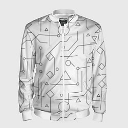 Бомбер мужской Техно-Геометрия на белое, цвет: 3D-белый
