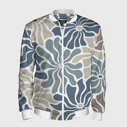 Мужской бомбер Цветы blue and beige pattern