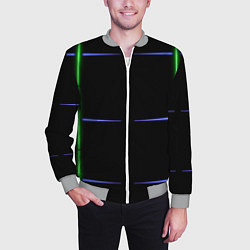 Бомбер мужской Color black green purple stripes, цвет: 3D-меланж — фото 2