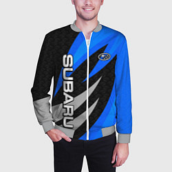 Бомбер мужской Subaru - синий, цвет: 3D-меланж — фото 2
