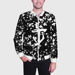 Бомбер мужской Дум белые брызги красок, цвет: 3D-белый — фото 2