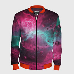 Бомбер мужской Космическая абстракция с геометрическими фигурами, цвет: 3D-красный