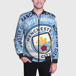 Бомбер мужской Манчестер Сити надписи и логотип, цвет: 3D-черный — фото 2